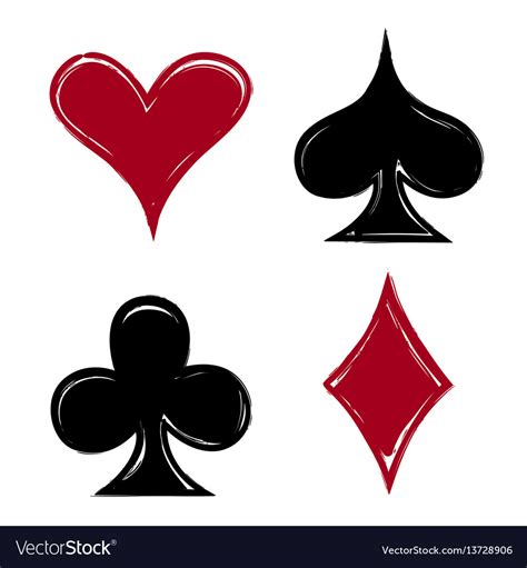 Playing Card Suits Icon Symbol Set Hand Drawing Vector Image