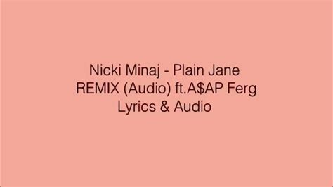 nicki minaj plain jane remix ft asap ferg lyrics video on a light pink background youtube