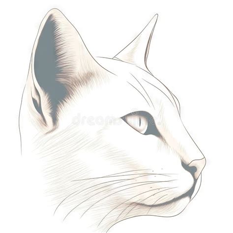 Un Dibujo De Un Rostro De Gatos Blancos Con Un Fondo Blanco Y Un