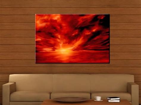 Glow In The Dark Canvas Wall Art Warmth Red Abstract Artwork Etsy