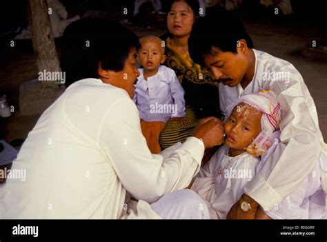An Earpiercing Ceremony For The Pre Hindu Rite Of Passage In A Temple Manipur India Stock