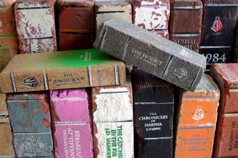 Old Brickspavers Turned Outdoor Book Art Done By An