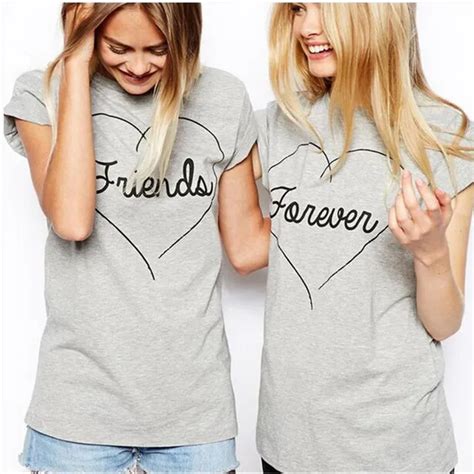 Best Friends Forever Letter Print Woman T Shirt Summer Style Short Sleeve Cute T Shirts Women