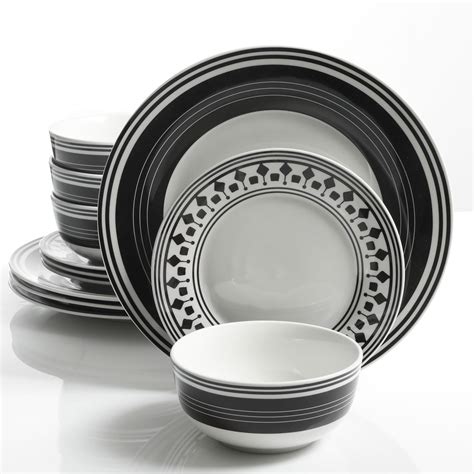 Gibson Home Classic Melody 12 Piece Dinnerware Set Black