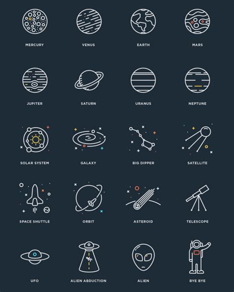 Free 24 Space Line Icons Vector Titanui
