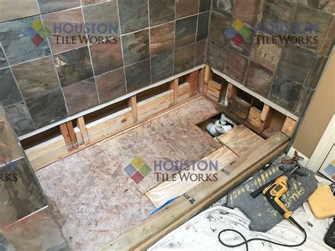 I'm interested in contracting out just the mud base w/curb and also having the professional put down the tile only on the floor (mud pan). Shower pan image by Houston Tile Works on SHOWER PAN ...