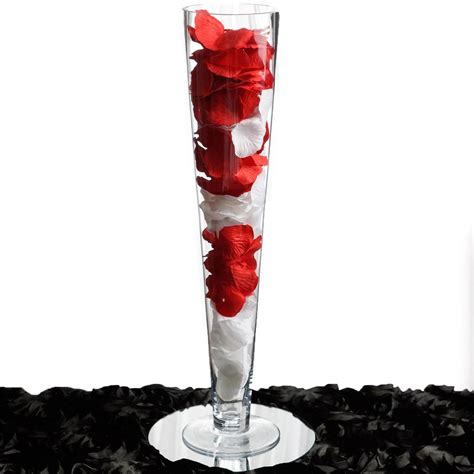 Long wedding centerpiece adorned with multiple flower vases that are complemented by their small counterparts looks cute. 24" Tall Trumpet Heavy Duty Glass Centerpiece Vase Wedding ...