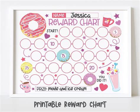 Donut Reward Chart For Kids Simple Kids Reward Chart Cute Donut