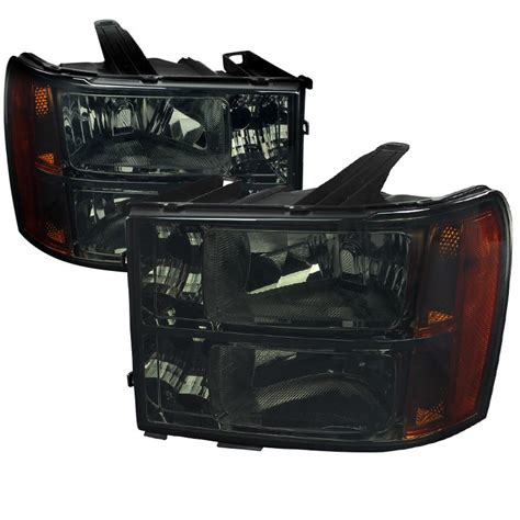 2007-2013 GMC Sierra Smoke Euro Headlights-2LH-SIE07G-RS