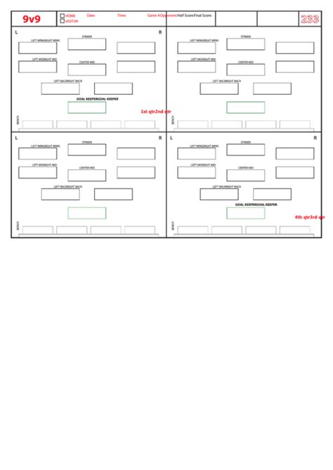 Fillable Soccer Formation Lineup Sheet 9v9 2 3 3 Printable Pdf Download