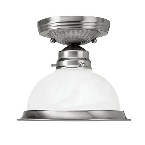 The matte white acrylic diffuser is fit for a bathroom or find lighting that goes above and beyond with modern flush mount lighting. Livex Lighting Home Basics 7.75-in W Brushed nickel ...