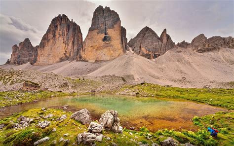 Tre Cime Di Lavaredo Italy Three Peaks Desktop Wallpaper Hd 2880x1800