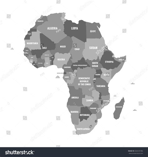 Political Map Africa Four Shades Grey Stock Vector Royalty Free