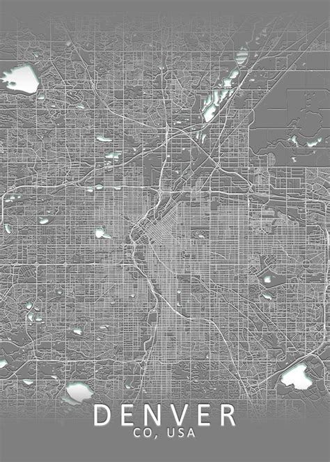 Denver Grey City Map Poster By City Map Art Prints Displate City