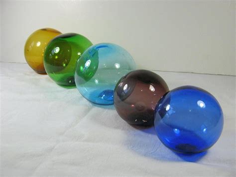 Vintage Blown Glass Orbs Decorative Balls Set5 Floats Home