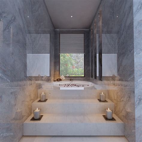 Bathrooms come in second to kitchens as places where considerable attention is given to layouts and finishes, and size doesn't limit the quality of their design. Sensual private bath for two - Modern - Bathroom - Other - by 10x10 design