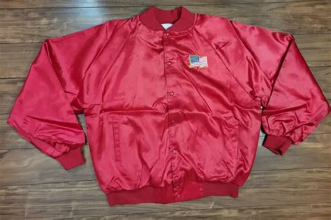 Vintage Auburn Red Satin Bomber Varsity Jacket Mens Xl Usa Eagle