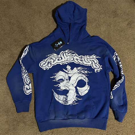 Blue Hellstar Hoodie Size L Ships Out Same Day Depop