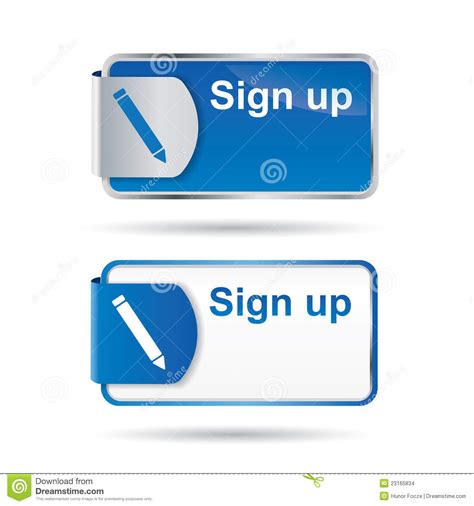 Sign Up Button Or Icon With Reflective Web2 Design Stock Vector