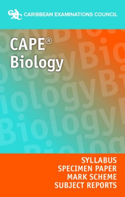 Cape® Biology Syllabus Specimen Paper Mark Scheme And Subject Reports