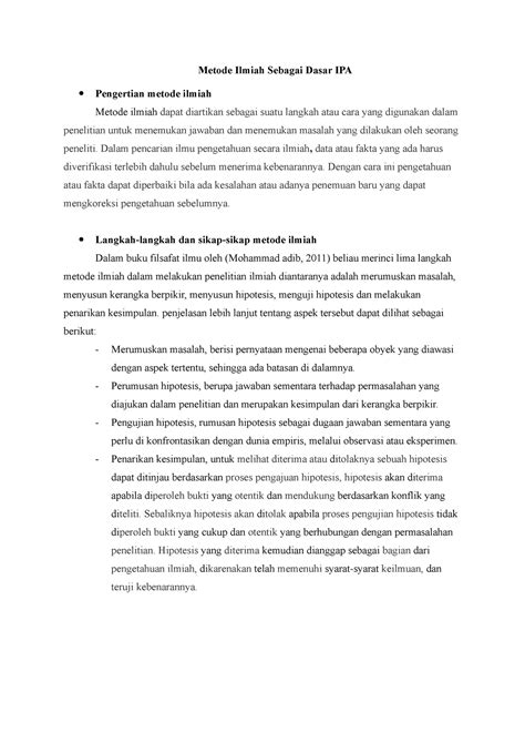 Metode Ilmiah Sebagai Dasar IPA - Dalam pencarian ilmu pengetahuan