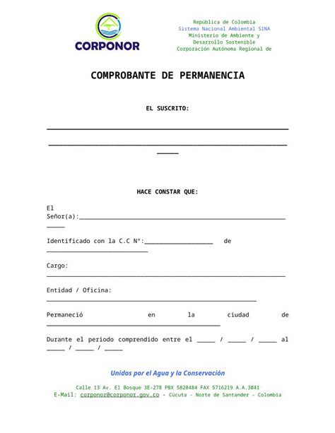 Doc Modelo Certificado De Permanencia 1 Dokumentips