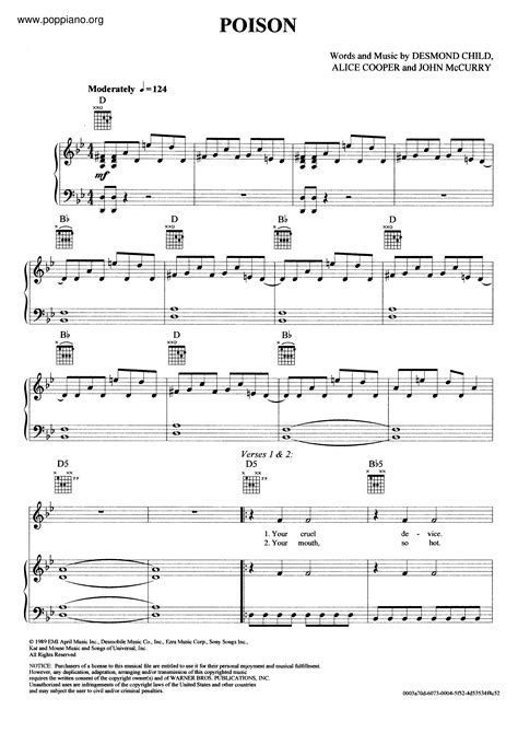 Alice Cooper Poison Sheet Music Pdf Free Score Download ★