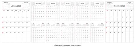 2020 Monthly Wall Calendar Vector Simple Stock Vector Royalty Free