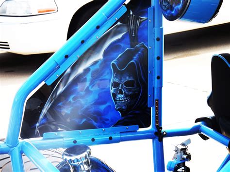 Custom Painted Sandrail Airbrushed Grim Reaper And Skulls With Blue