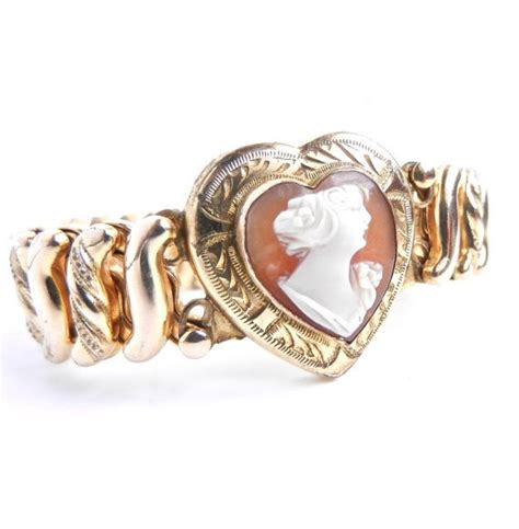 Cameo Shell Heart Bracelet Vintage Expansion D F Briggs Etsy Heart