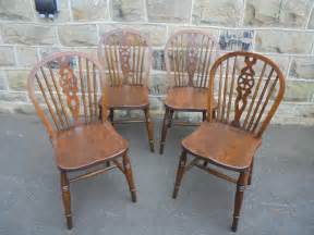 Antique Set 4 Ash And Elm Wheel Back Kitchen Chairs Antiques Atlas