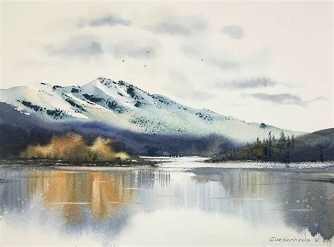 Mountain Lake 4 Painting Watercolor Original Landscape Etsy