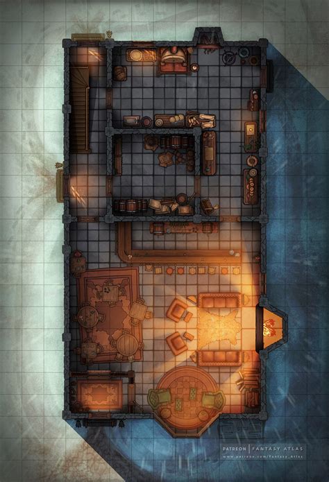 Tavern In The Snow Dnd Battlemaps In 2021 Fantasy City Map Dnd