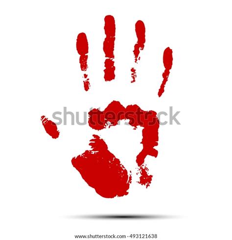 Red Handprint Isolated On White Stock Vector Royalty Free 493121638