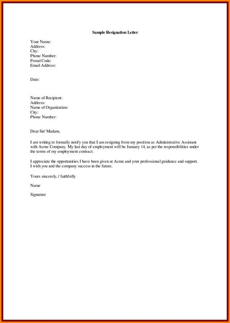Professional Resignation Letter Template Collection Letter Template