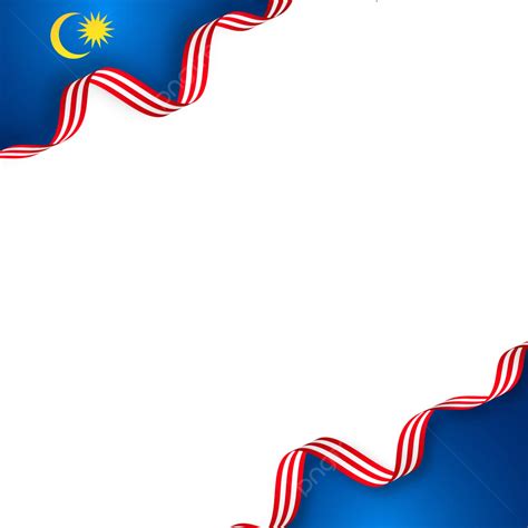 Malaysia Flag Ribbon Border Frame For National Day Vector Malaysia