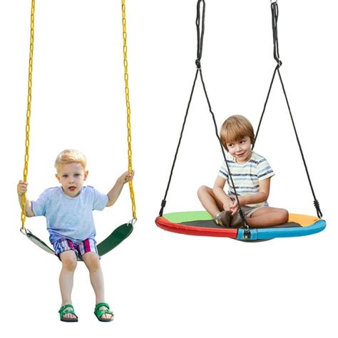 Gymax 2 Pack Swing Set Swing Seat Replacement And Saucer Tree Swing For