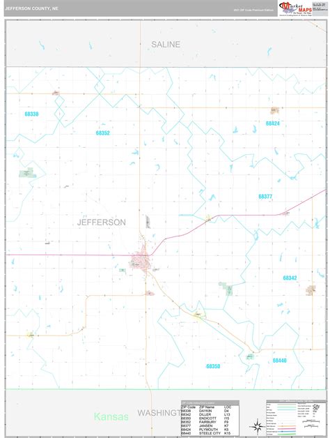 Jefferson County Ne Wall Map Premium Style By Marketmaps