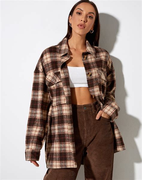 Marcella Shirt In Brown And Cream Check Brown Outfit Plaid Shirt