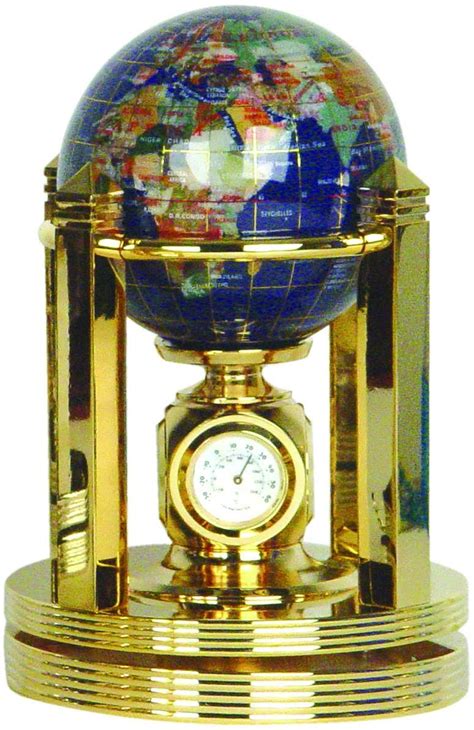 Gemstone Globe Precision Crafted Rotating Clock Clock Globe Gemstones