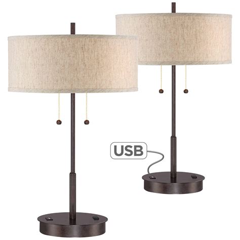 Nikola Modern Accent Table Lamps Set Of 2 With Hotel Style Usb And Ac
