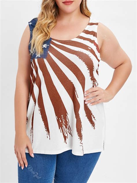 Off Plus Size American Flag Graphic Tank Top Rosegal
