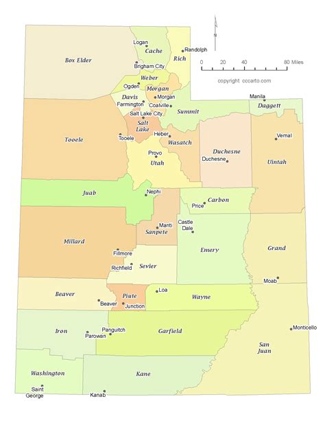 Map Of Counties In Utah High Castle Map