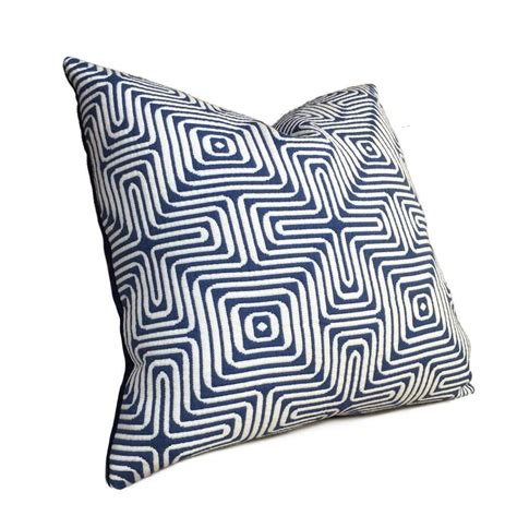 Trina Turk Schumacher Amazing Maze Blue White Geometric Pillow Cushion
