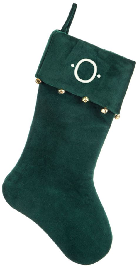 Monogrammed Christmas Stocking Green Velvet With Bells