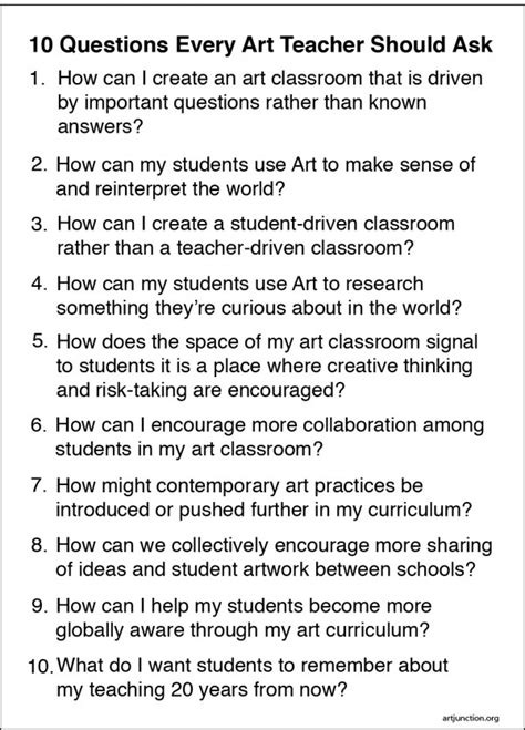 Art Junction 10 Questions Every Art Teacher Should Ask Art Teacher
