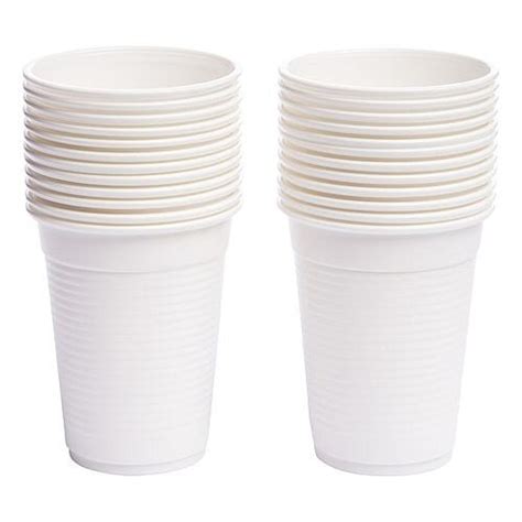 Mycafe Budget Plastic Disposable Drinking Cups 7oz200ml White Pack Of