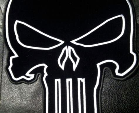 Punisher Skull Embroidered 12 Inch Jacket Vest Back Xxl Mc Biker