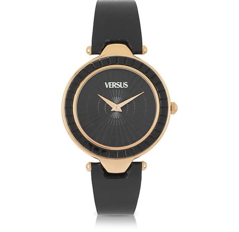versace versus black sertie rose gold women s watch at forzieri
