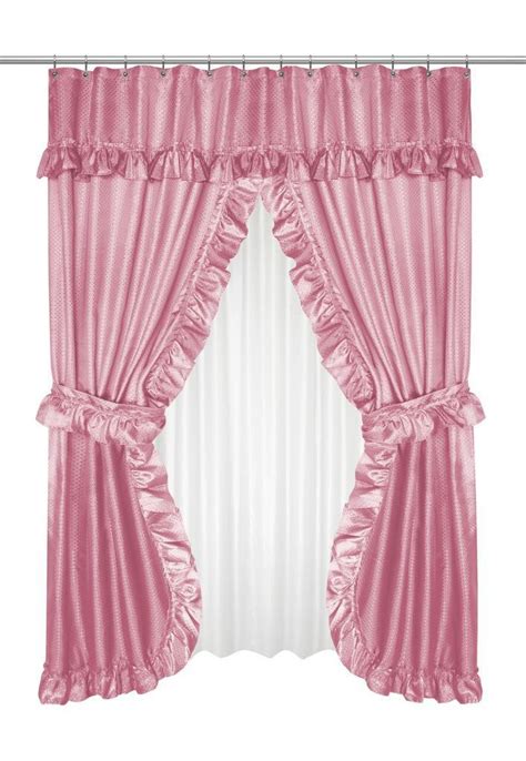 Battenburg lace ecru kitchen curtain, valance(2). Ruffled Double Swag Shower Curtain with Valance & Tie ...